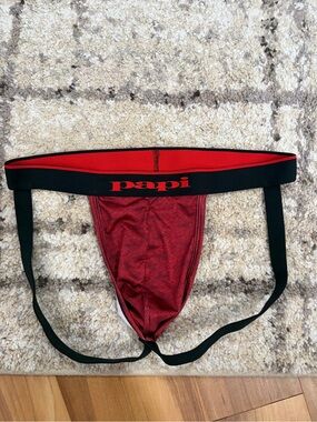 Papi Men’s Red Mesh Jockstrap with Black Waistband